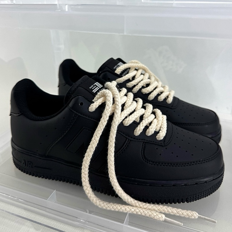 Zkais Air Force Black Warrior Af Sneakers Men's Casual Sports Black Shoes 2025 Winter New All-Black Shoes