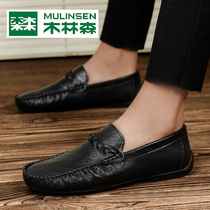 Mulinsen Doudou shoes 2021 new mens high-end British trend summer breathable one-pedal casual mens shoes