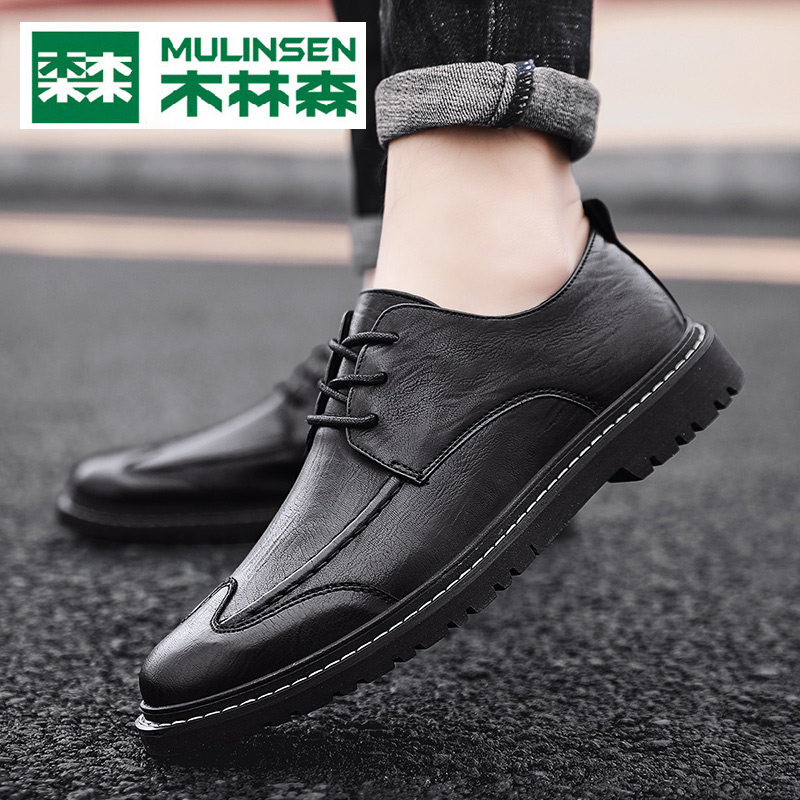 Wolinson leather shoes male British Korean version of business dress casual shoes spring Baidyu fashion hairstyle shoes
