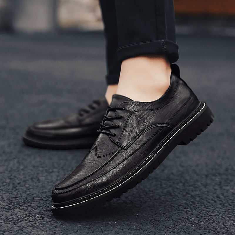 Mulinsen casual leather shoes men's autumn style British all-match trendy shoes trendy Korean version business formal wear young men's shoes