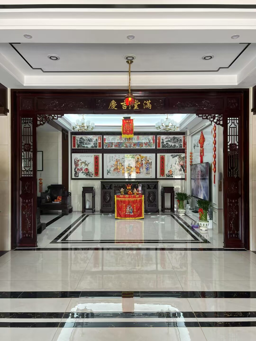 潮汕岩板画：神桌画三星图福禄寿下山虎，传承千年艺术魅力！