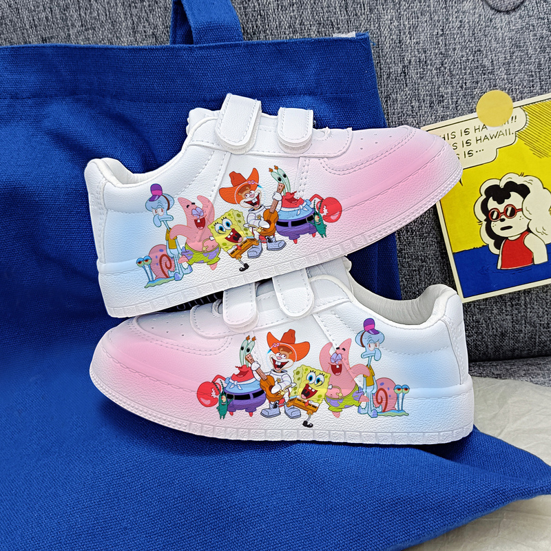 Warrior Kids Shoes 2026 Spring and Autumn New Model Spongebob Squarepants Soft Sole School Shoes for Boys in Various Sizes