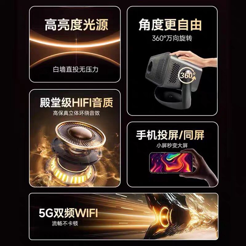 International Version Switch Small Overseas-Specific Projector with Autofocus, Ultra-High Definition, Suitable for Home Use in Bedrooms, Can Project onto Ceilings, Mobile Screen Mirroring, HDMI