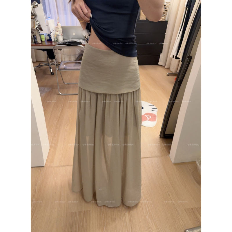 High-Waisted Fairy-Like Long Skirt, 2026 Summer New Style, Light and Airy, High-End Mesh Double-Layer Semi-Sheer Skirt