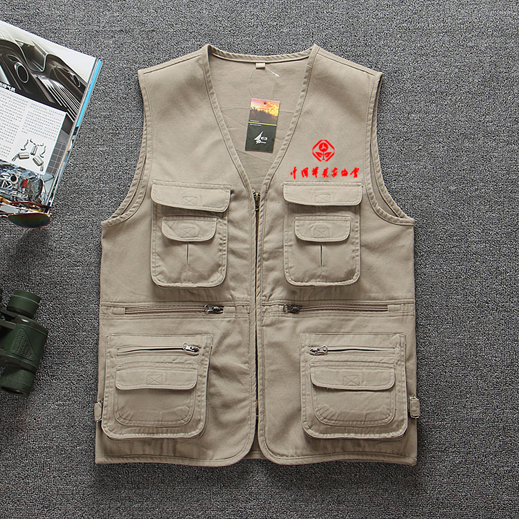 Chinese Photography Association Multifunctional Photography Mesh Vest with Multiple Pockets, Spring and Autumn Thin Style, Men's Extra-Large Pocket Vest