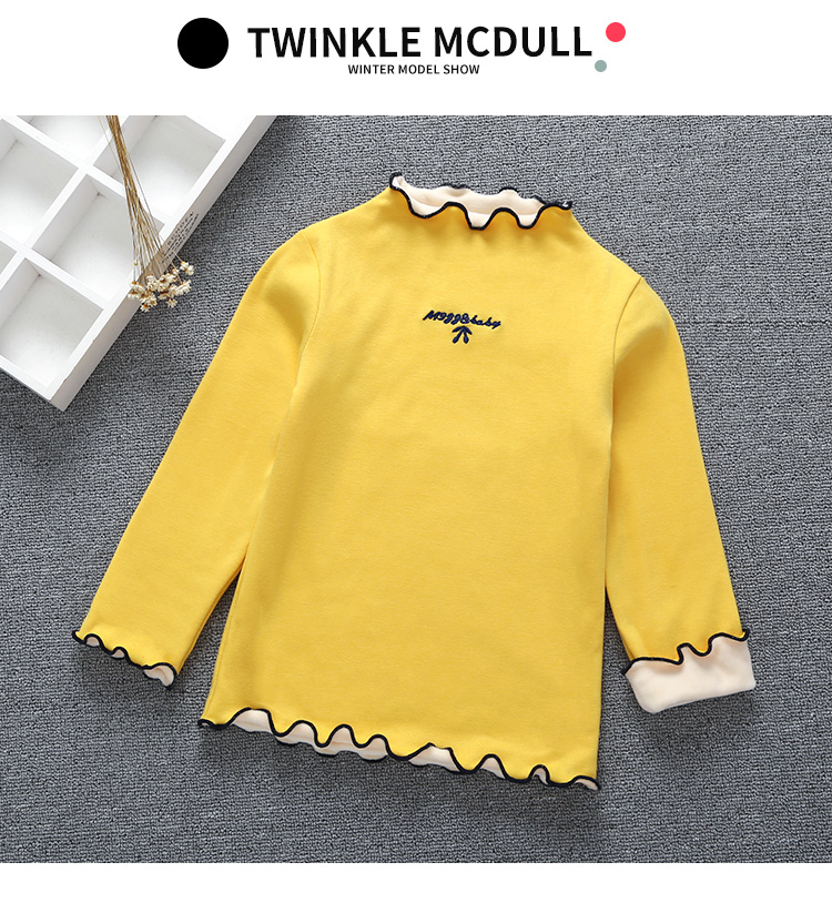 Áo thun bé gái nhung cộng 2018 kho báu mới nửa cổ cao mùa thu và mùa đông cotton dày áo thun tay dài trẻ em bexinhshop shop