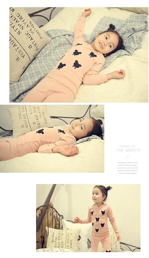 Quần áo mùa thu cho bé gái bộ đồ cotton nhà hai mảnh đồ ngủ trẻ em mùa đông đồ lót trẻ em nhiệt cộng với nhung dày đồ đẹp cho bé gái