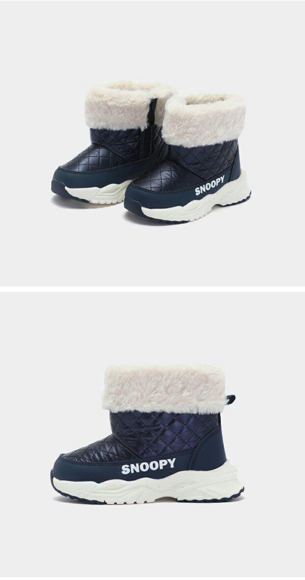 угги 史努比男童棉靴防水儿童雪地靴冬季小童加绒加厚保暖防滑宝宝靴子 Of Snoopy