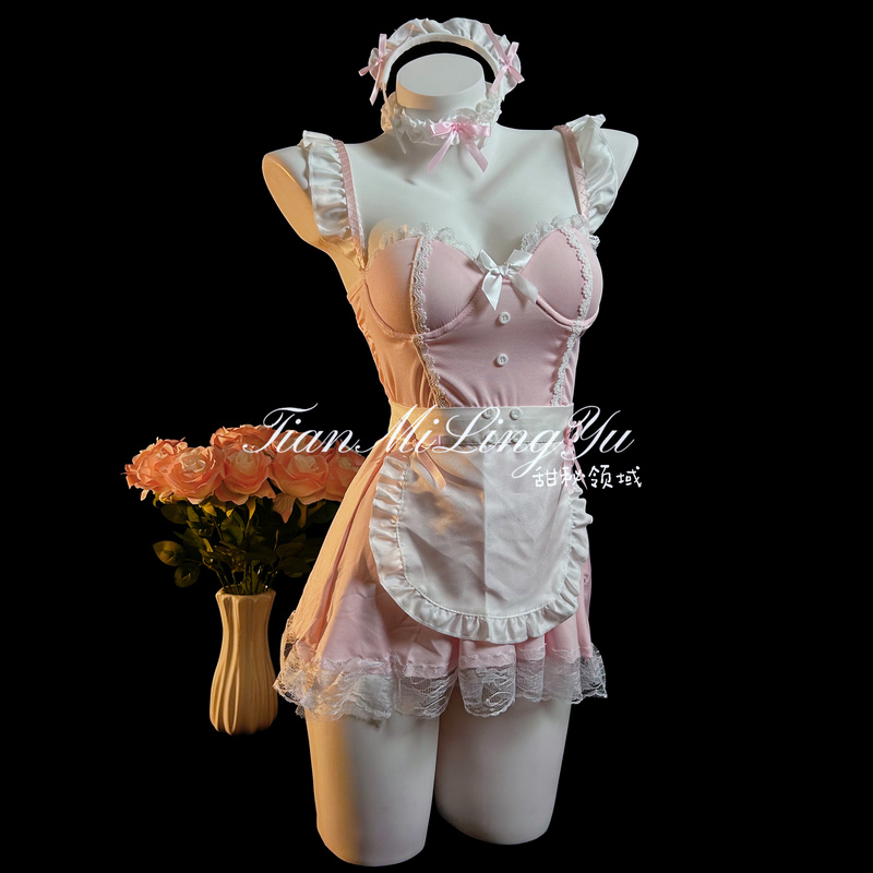 Sweet Secret Realm "Half Sugar Princess" Sexy Maid Cosplay Outfit Nightgown with a Seductive and Pure Desire Vibe Qqny Lingerie