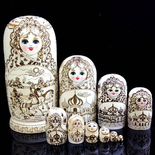 Russian matryoshka 10-layer engraved signature model