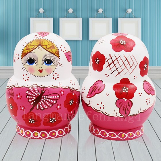 Matryoshka doll vibrato genuine ten-layer educational toy hand-painted traditional handmade Basswood air-dried 10-layer 08