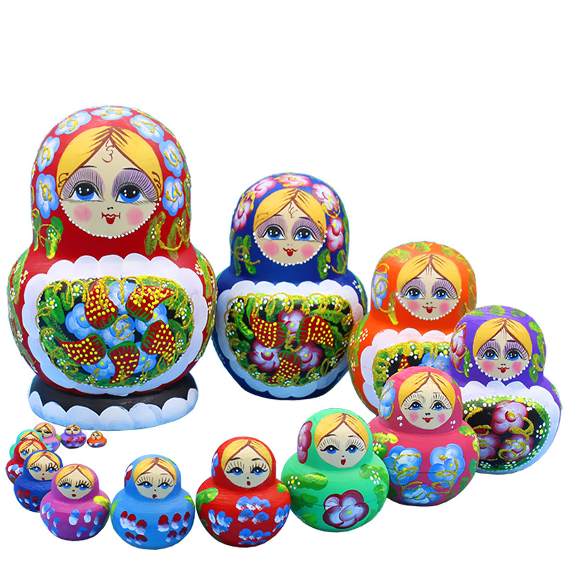 Russian doll 15 floors high chill wood hand painted festival gift for strawberry style 0123