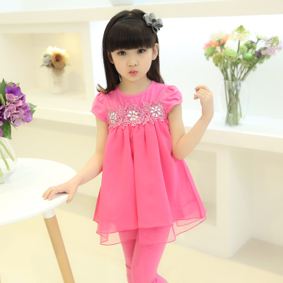 Cô gái ăn mặc lập 6 quần váy 7 phiên bản Hàn Quốc 8 nhỏ 9 trẻ em mùa hè mùa hè cô bé tay áo ngắn hai mảnh bộ 10 tuổi.