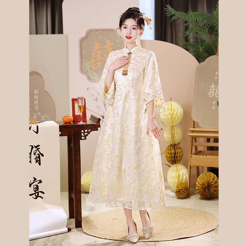 Maternity Toast Dress, Bride's High-End Style, 2026 New High-Quality New Chinese Style Engagement Dress, Women's Wedding Banquet Dress