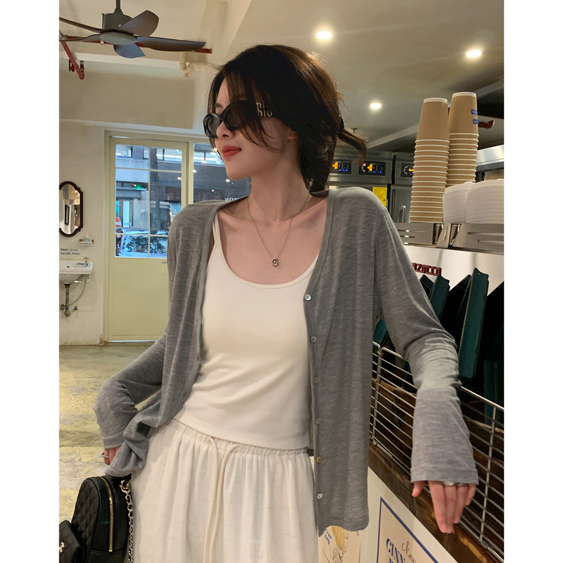 Ayi Tencel Acetate Cardigan for Women, Summer Loose Fit, Lightweight Sun Protection Long Sleeve Knitted Top