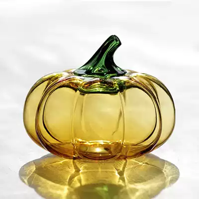 Bionic Ware colored glass jar pumpkin tea jar transparent glaze decoration decoration small flower tea candy jar tea seal