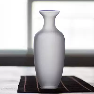 Antique glass flower vase Mallet bottle Round head Giraffe bottle Frosted Glass White Vase Tea mat Tea room Flower arrangement ornaments