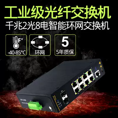 Industrial grade ring network switch Gigabit 2 optical 8 electric full SFP management self-healing rail Intelligent Dual power supply