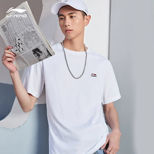 Li Ning, летняя дышащая футболка для отдыха подходит для мужчин и женщин, спортивный костюм, короткий рукав