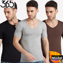 Mens Short Sleeve Solid Color T-shirt Mens Underwear Modal Cotton Round Neck base shirt Sports T-shirt Vest Tight Stretch