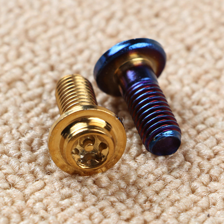 Stainless steel 304 burned titanium screw M8*20 gold-plated flange cap plum disc brake disc screw fastening decoration