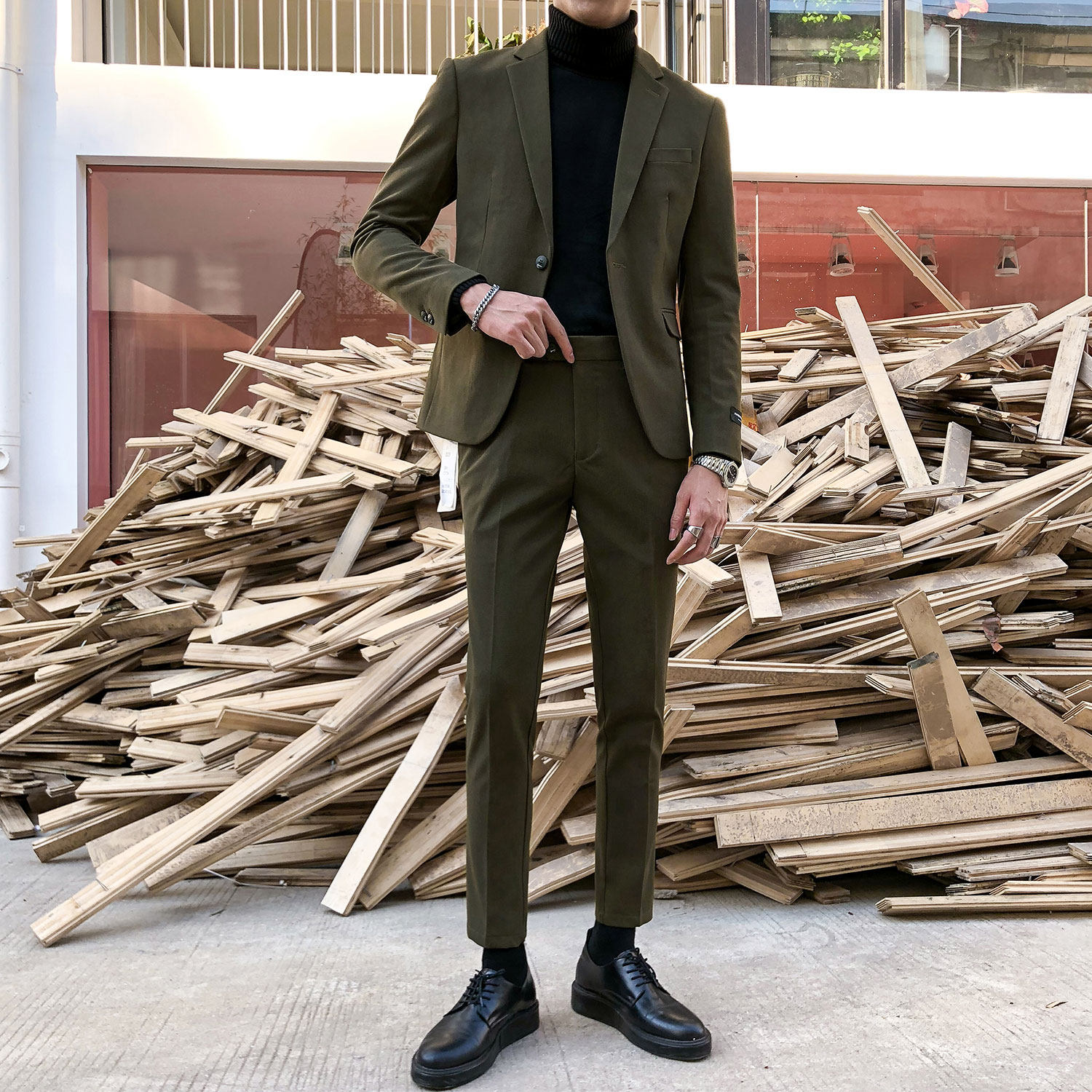 South Korea Dongdaemun men fashion solid color small suit jacket youth British slim fit suit wedding dress