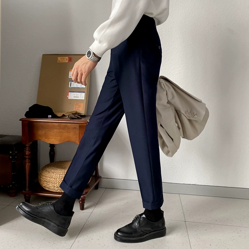 Штаны, пиджак классического кроя, костюм, облегающий крой, в корейском стиле, в британском стиле, свободный прямой крой