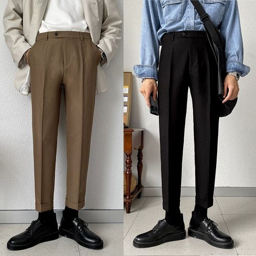 Штаны, пиджак классического кроя, костюм, облегающий крой, в корейском стиле, в британском стиле, свободный прямой крой