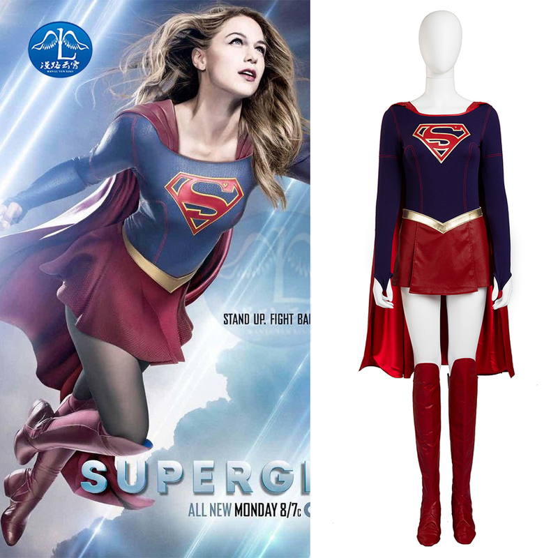 Manlu Yunxiao Supergirl Cosplay Costume Jumpsuit Cape Halloween Superhero Costume for Women