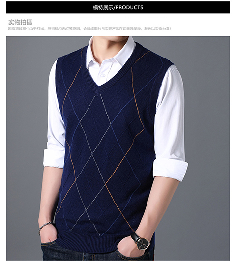 Playboy áo len ấm áp nam cổ chữ V mùa thu và mùa đông cotton vest không tay áo len lỏng áo len vest áo ba lô nam