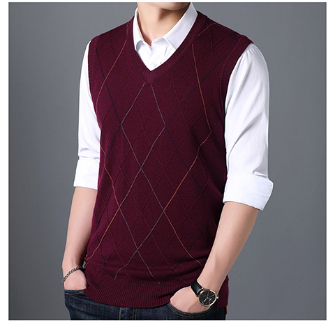 Playboy áo len ấm áp nam cổ chữ V mùa thu và mùa đông cotton vest không tay áo len lỏng áo len vest áo ba lô nam
