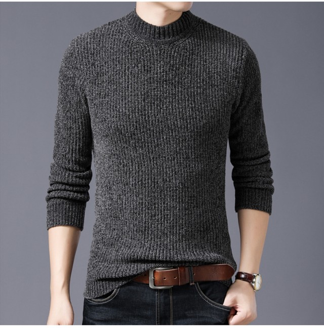 Mùa đông nửa cổ áo len nam phiên bản Hàn Quốc của áo len cashmere tự trồng tròn cổ áo đáy dày áo len dệt kim ấm áp ao thun nam