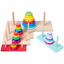 Scientific experiment childrens gift eight-story Hanoi Tower wooden Olympiography toy mini trumpet 5-story Hanoi Tower
