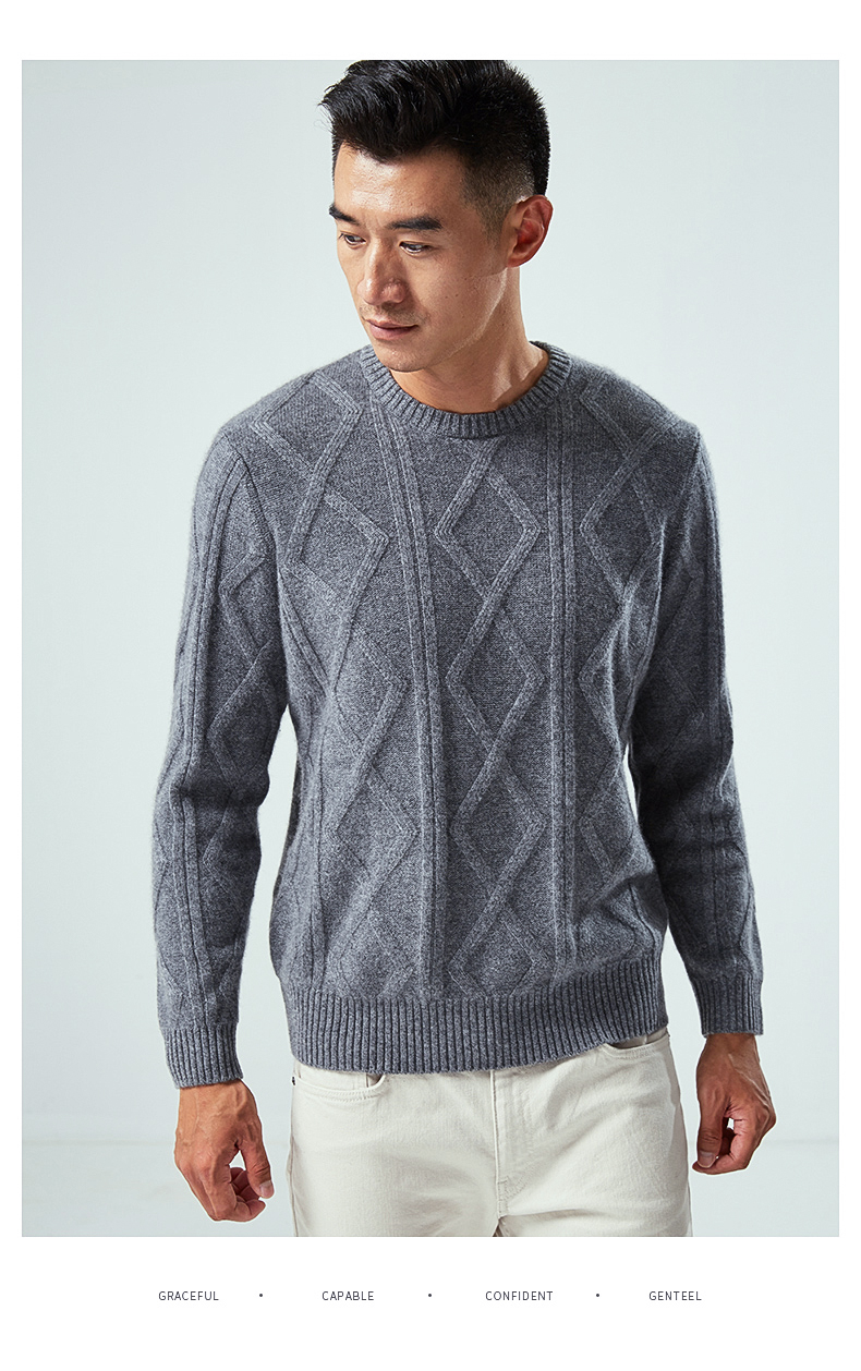 Shepherd huyền thoại dày cashmere áo len nam vòng cổ twist hoa tinh khiết cashmere áo thun giản dị áo len đáy áo len