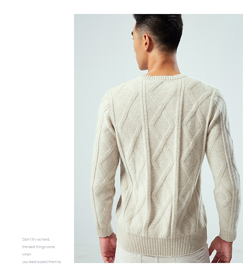 Shepherd huyền thoại dày cashmere áo len nam vòng cổ twist hoa tinh khiết cashmere áo thun giản dị áo len đáy áo len