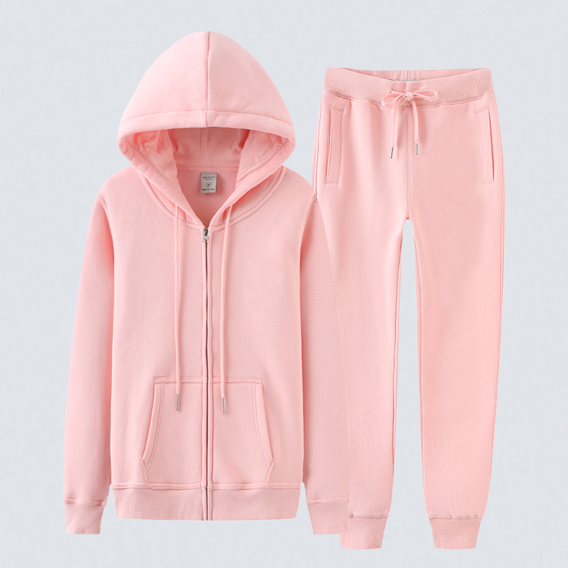 2026 Spring and Autumn Thin Zipper Cardigan Sweatshirt Women's Pure Cotton Hooded Casual European Style Suit Sportswear Two-Piece Set