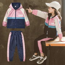 Girls  autumn sports suit Six seven eight nine nine 12-year-old primary school girl spring and autumn foreign style fashionable casual clothes