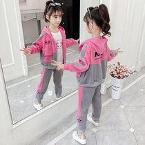 Girls  autumn net red suit Three four five Six Seven Eight nine nine 12-year-old primary school girl foreign style sports two-piece set