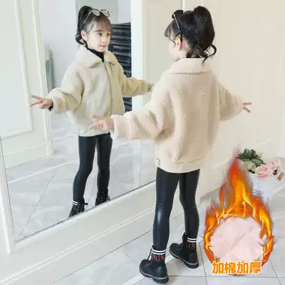 Girls autumn and winter clothes thick coat 3 4 4 5 7 6 9 80-year-old middle school children foreign pie sweater girl cotton-padded clothes
