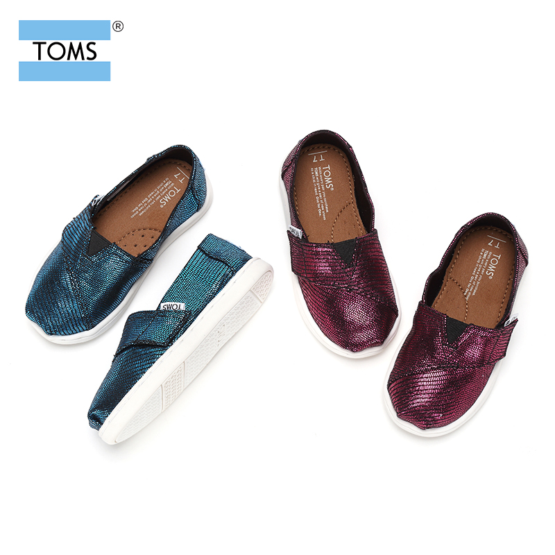TOMS Children's Shoes Boys and Girls Velcro Snakeskin Comfortable Flat Lazy Shoes Kids