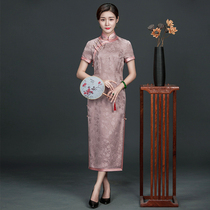 Chinese classic silk cheongsam mulberry silk high-end mother long temperament elegant silk daily wear female summer