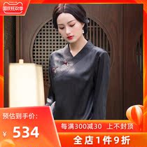 Chinese classic Chinese jacket loose improved fashion Chinese style high-end black silk fragrant cloud yarn Tang suit female summer