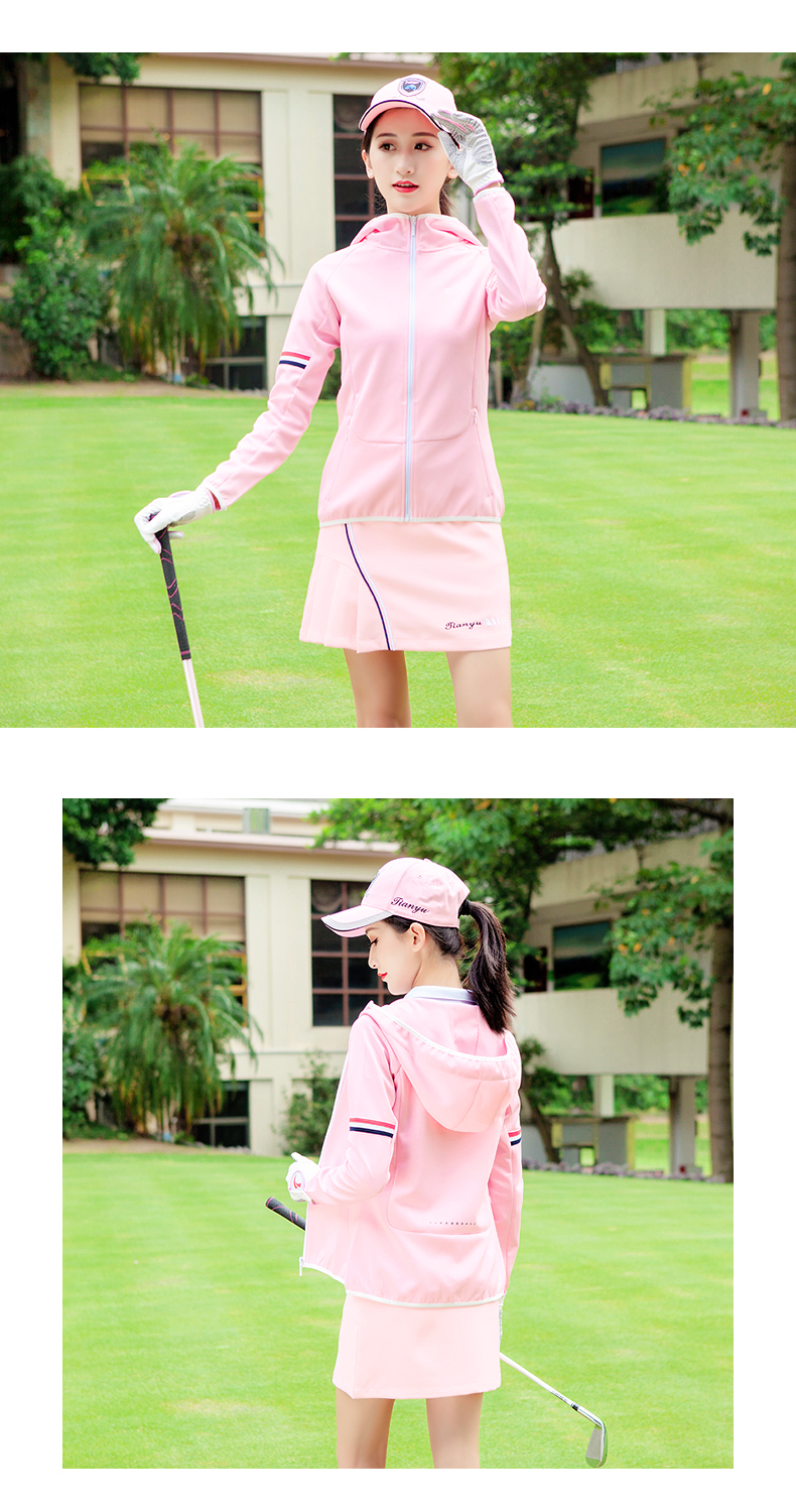 Mùa xuân mới Quần áo Golf Phụ nữ áo dài tay bóng áo trùm đầu Zip Áo thể thao quả bóng tập golf