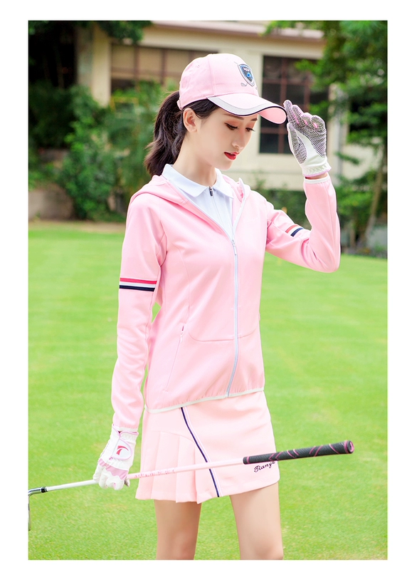 Mùa xuân mới Quần áo Golf Phụ nữ áo dài tay bóng áo trùm đầu Zip Áo thể thao