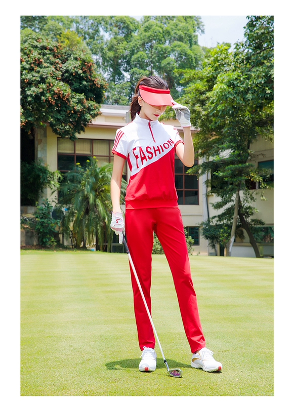 Mới! Golf quần áo nữ ngắn tay T-Shirt bóng phù hợp với quần phù hợp với mùa hè thể thao quần áo