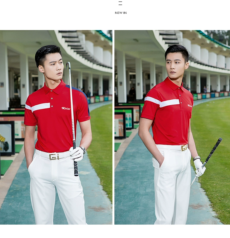 Jaguar golf quần áo mùa hè nam ngắn tay T-Shirt nhanh khô quần áo thể thao hit màu tùy chỉnh phù hợp với bóng áo sơ mi