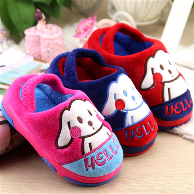 Pantoufles enfants en suède pour hiver - semelle caoutchouc - Ref 1024257 Image 5