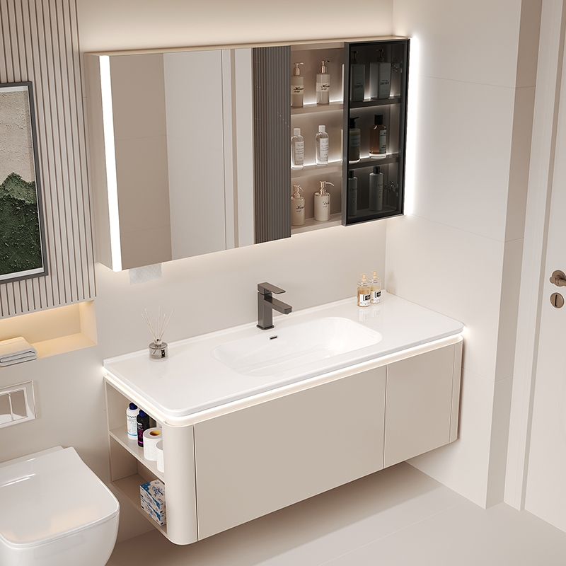 Cream Wind Ceramic Integrated Basin Rounded Corner Bath Cabinet Combined Wash Bench Wash Basin Washbasin Washbasin Washroom Washroom Washroom-Taobao