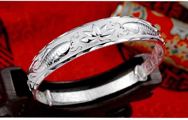 Thời trang đơn giản s999 sterling bạc vòng đeo tay nữ cao quý 妃 mở vòng đeo tay đẩy kéo vòng đeo tay ngày của mẹ để gửi mẹ món quà