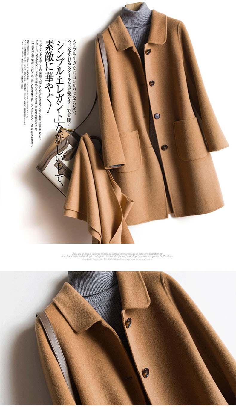 Áo hai dây cashmere nữ dài 2018 mới cao cấp Hepburn gió nhỏ búp bê cổ áo len áo khoác đôi nam nữ